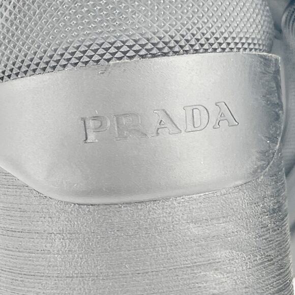 Prada Black Leather Double Gore Lug Sole Block Heel Chelsea Ankle Boot IT 37 - Picture 12 of 16